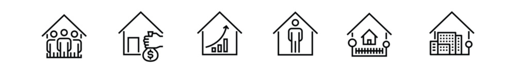real estate line icons, linear real estate  business symbols, property, house, home, buying, renting, outline icon sign symbol pixel perfect design vector illustration