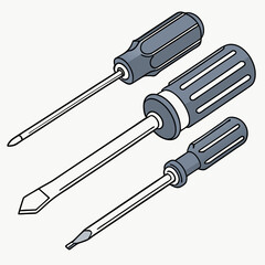 Illustration Of Screwdrivers With Different Heads For Various Applications