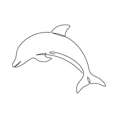 Obraz premium Continuous one line drawing of dolphin. Dolphin Vector Art, Icons, and Graphics illustration. dolphin image