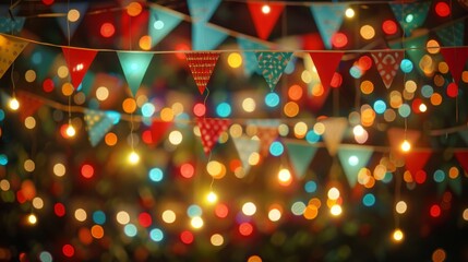 Festive decor elements at music festivals  flags, lights, and art objects create the mood