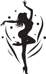 black silhouette of a woman dancing, woman dancing vector illustration full body