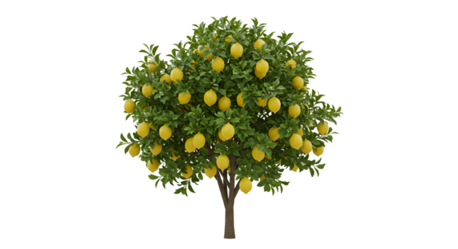 Abundant lemon tree digital render