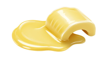 Fototapeta premium Melted Butter Poured From a Block on a Transparent Background