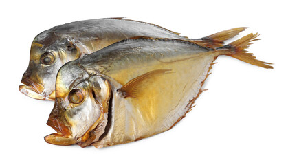 Dried moonfish isolated on white. Salty snack