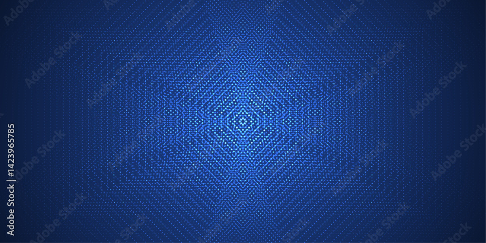 Leinwandbilder Abstract grid pixel pattern background. Vector illustration element with square, geometric mosaic, texture on dark blue color. Graphic design for digital datum, technology futuristic background