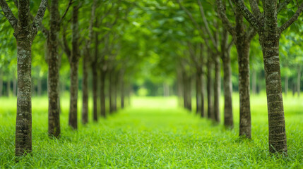 Serene Pathway Through Lush Green Trees in a Tranquil Outdoor Landscape Setting