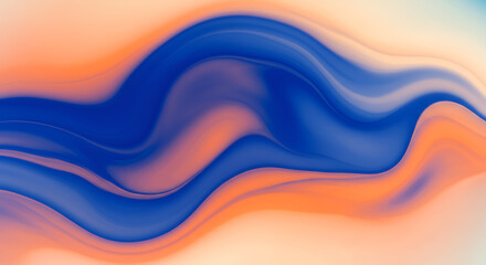 Fluid Dynamics: Blue and Orange Waves Intertwined in Gradient Light.