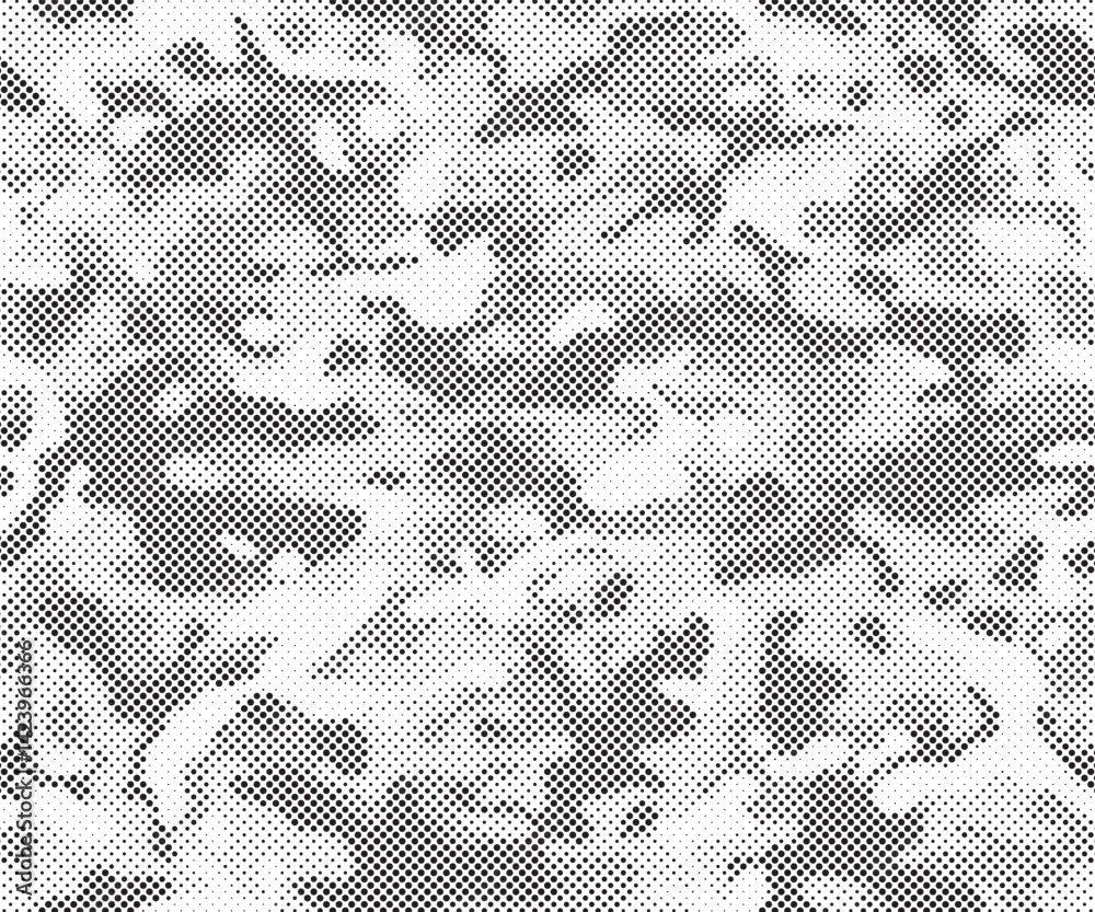 Aufkleber Abstract halftone seamless camouflage pattern. Repeating digital dotted hexagonal camo military texture background. Abstract modern fabric textile ornament. Vector illustration.
