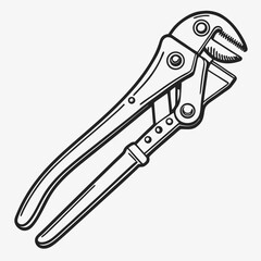 Tongue And Groove Pliers Outline In Black And White Maintenance Tool Vector
