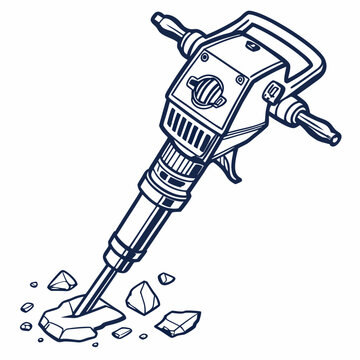 recommend clip art: Illustration Of Jackhammer Breaking Rock With Sharp Outlines Construction Tool
