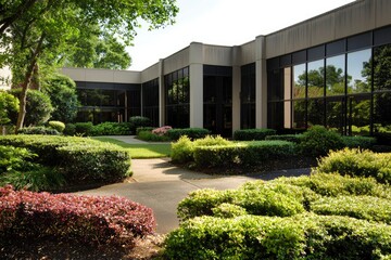 Naklejka premium Modern Office Building with Landscaping