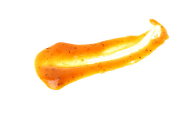 Sample of tasty curry sauce isolated on white