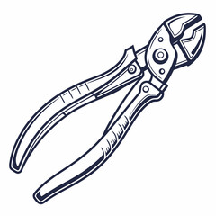 Line Art Illustration Of Wire Cutters A Classic Hand Tool Design