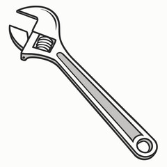 Adjustable Wrench Detailed Outline Vector Illustration For Construction And Repair Concepts