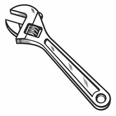 Obraz premium Adjustable Wrench Vector Illustration Hand Drawn Style For Repairing And Mechanical Purposes