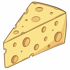 Cartoon Swiss Cheese Wedge Fresh Dairy Food Illustration Vector Image
