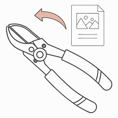 Image Optimization Process Concept Showing Pruning Shears Rotating To An Image File