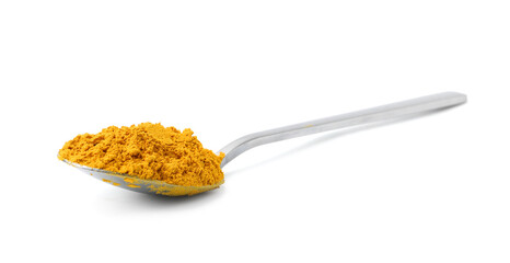 Superfood supplement. Turmeric powder isolated on white