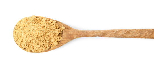 Superfood. Turmeric powder isolated on white, top view