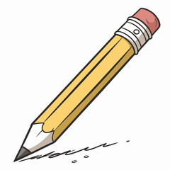 Cartoon Pencil Writing With Eraser Vector Illustration Isolated On White