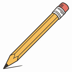 Yellow Pencil With Eraser Illustration For Writing Drawing And Education