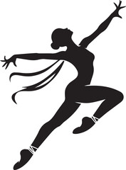 black silhouette of a woman dancing, woman dancing vector illustration full body