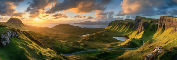 Dramatic mountain panorama at sunrise