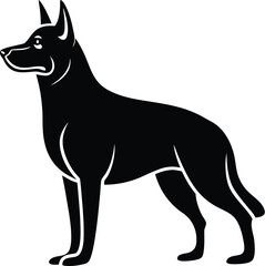 Dog silhouette, Dog silhouette icon, Pet dog outline, Canine side view graphic, Dog vector illustration, Animal silhouette design