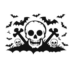 Vector black silhouette of Halloween