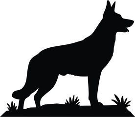 Dog silhouette, Dog silhouette icon, Pet dog outline, Canine side view graphic, Dog vector illustration, Animal silhouette design