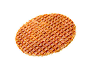 One tasty Dutch waffle isolated on white