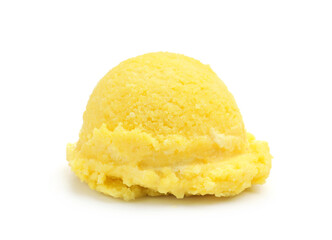 One scoop of delicious ice cream isolated on white