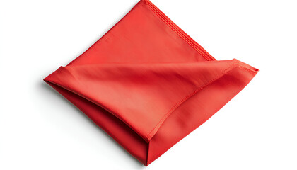 Fototapeta premium One bright red napkin isolated on white, top view