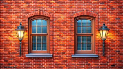 Obraz premium Victorian Brick Wall with Lantern Windows