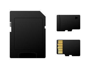 Sd card and micro sd card with adapter showing their front side