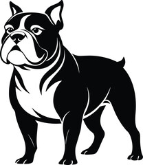 Bulldog silhouetten, British bulldog dog silhouette, Vector illustration silhouette of a dog on a white background