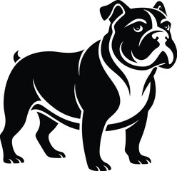 Bulldog silhouetten, British bulldog dog silhouette, Vector illustration silhouette of a dog on a white background