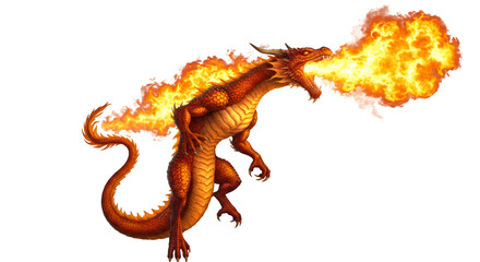 Obraz premium Fiery dragon breathes fire