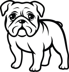 Bulldog silhouetten, British bulldog dog silhouette, Vector illustration silhouette of a dog on a white background