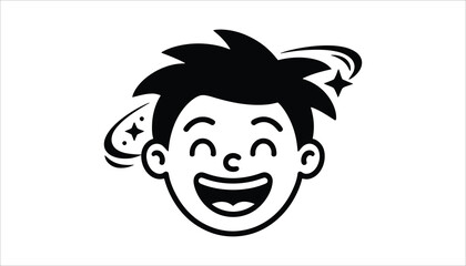 Fototapeta premium Happy Cartoon Boy Face Vector Icon for Kids and Education Design