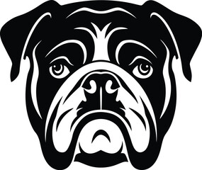Bulldog silhouetten, British bulldog dog silhouette, Vector illustration silhouette of a dog on a white background