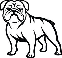 Bulldog silhouetten, British bulldog dog silhouette, Vector illustration silhouette of a dog on a white background