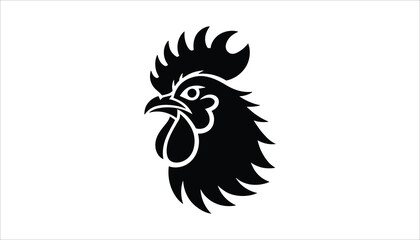 Rooster Head Silhouette Vector for Farm, Logo, and Animal Illustration Design