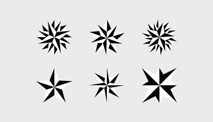illustration of black and white stars icon set on white background vector.