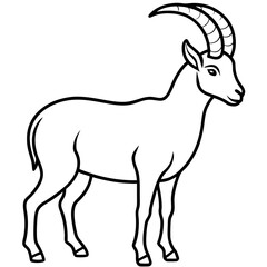 Minimalist Ibex Line Drawing