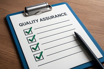 A close-up of a quality assurance checklist on a clipboard