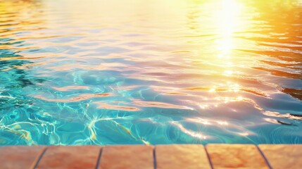 Plakat Serene pool floor view with shifting water lines and sun patterns, classic hot day imagery