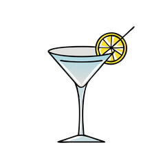 martini glass with lemon twist icon, martini glass with lemon twist vector