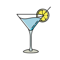 martini glass with lemon twist icon, martini glass with lemon twist vector