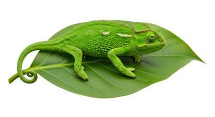 Fototapeta premium Green chameleon leaf nature wildlife